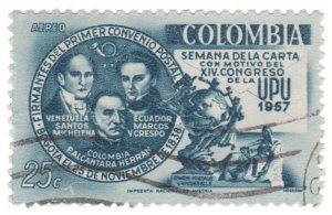 COLOMBIA YEAR 1957 AIRMAIL STAMP SCOTT # C303. USED. # 1