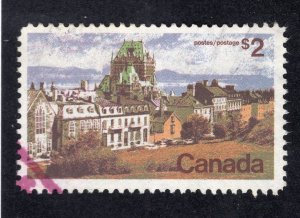 Canada 1972-76 $2 Quebec, Scott 601 used, value = $2.25