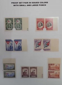 O) 1951 CUBA, IMPERFORATE PUNCH, MIGUEL TEURBE TOLON AND FLAG, NARCISO LOPEZ. EM