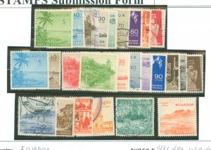 Ecuador #596-604/620-630/C297 Used Single