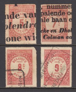 Belgium, Forbin 1, 3, 4, 5 used. 1876 AFFRICHES fiscals, 4 diff, sound, F-VF