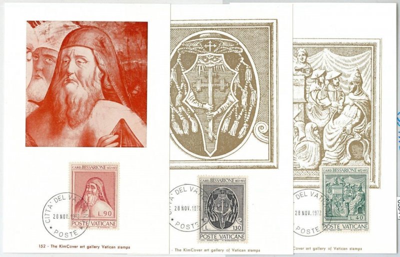 63844 - VATICAN - POSTAL HISTORY: 3 MAXIMUM CARD 1970 - ART RELIGION-