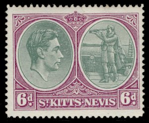 ST KITTS-NEVIS GVI SG74c, 6d green & purple, M MINT. Cat £10.