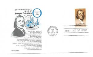 2038 Joseph Priestley, Aristocrat Cachets  FDC