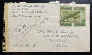 1940s US Navy Post Office Censored Airmail Cover To Portland OR USA