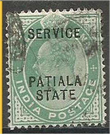 PATIALA, 1903, used 1/2a,  OFFICIAL Scott O20