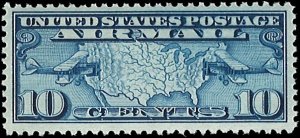 U.S. Scott # C7  1926 10c bl  US Relief Map & 2 Mail Planes  mint-nh- vf