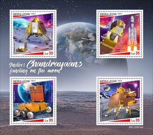 SIERRA LEONE - 2023 - Chandrayaan-3 on Moon - Perf 4v Sheet - Mint Never Hinged