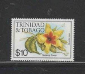 TRINIDAD & TOBAGO #407 1983 $5 FLOWER MINT VF LH O.G