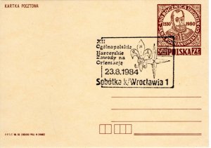 Poland 1984 postcard with Scout cancel