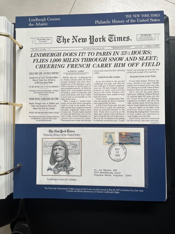 NY times Philatelic history of US panel: Lindenberg crosses the Atlantic