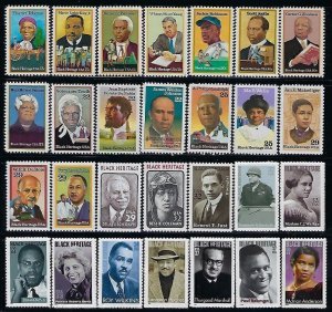 BLACK HERITAGE COMPLETE SET OF 47 MNH SINGLES PLUS A MNH SINGLE OF JOHN LEWIS