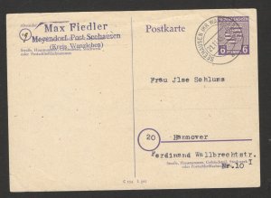 GERMANY SOVIET ZONE, SACHSEN, PROVINCE OF SAXONY - POSTCARD, STATIONERY - 1945.