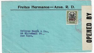 Dominican Republic 1918 Azua cancel on cover to the U.S., censored