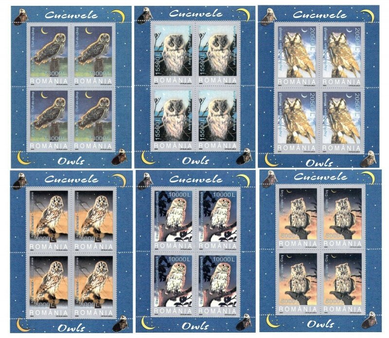 Romania 2003 birds of prey owls MNH stamps in sheets  