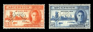 Ascension #50-51S (SG 48-49s) Cat£450, 1946 Peace, set of two, perforated Sp...