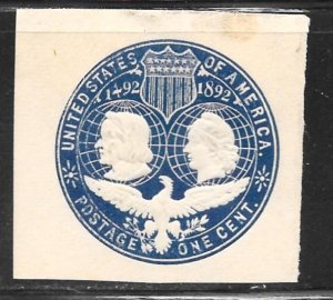 USA U348: 1c Columbus and Liberty, cut square, M