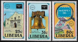 Liberia #1043-5 MNH Set - AMERIPEX' 86 Expo