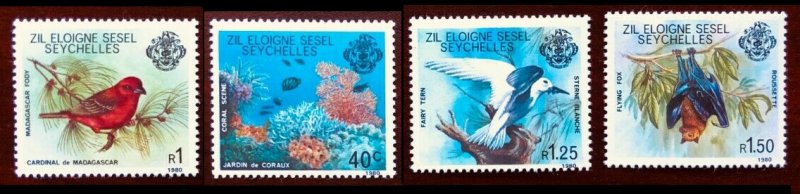 Seychelles First Definitive Birds, Marine Life, Bat (1980) MNH