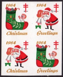 WX220 Christmas Seal Imperforate Block of Four (1964) MLH