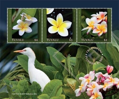 Tuvalu 2019 - Plumeria - Sheet of 3 stamps- MNH