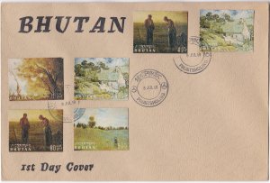 Bhutan # 96-99E, 96F-G, 96K-M, Paintings, First Day Covers