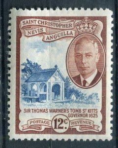 ST.KITTS; & NEVIS 1952 early GVI issue fine Mint very lightly hinged 12c.  