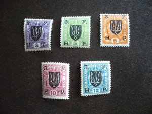 Stamps - West Ukraine - Scott# 76-80 - Mint Never Hinged Part Set of 5 Stamps
