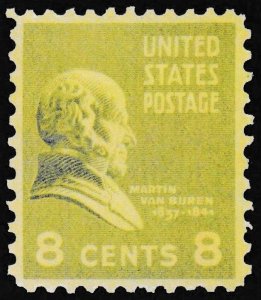 U.S. Scott # 813, 1938, 8¢, PSE Cert, Superb 98, Mint, OGph, Light Olive Green