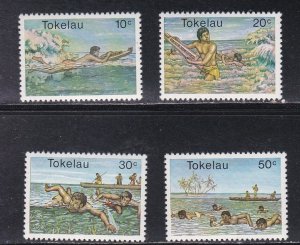 Tokelau # 73-76, Surfing & Swimming, MInt NH, 1/2 Cat.