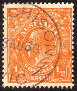 1928, Australia, 1/2p Used, Sc 66