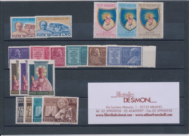 1954 Vatican, New Stamps, Complete Vintage 18 val MNH **