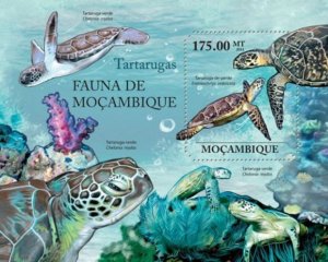 Mozambique - Turtles on Stamps -  Stamp Souvenir Sheet 13A-724
