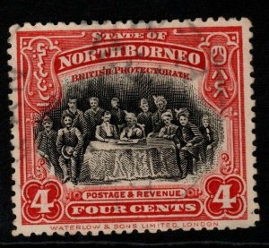 NORTH BORNEO SG164 1909 4c BLACK & SCARLET p13½-14 USED