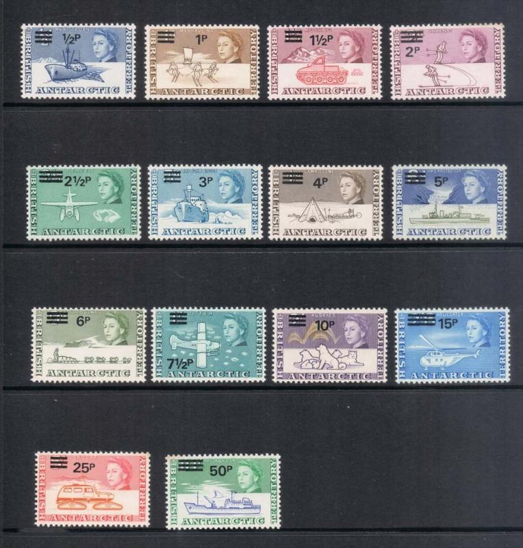 British Antarctic Territory 1971 SG 44-58 Or Sc 25-38 set of 14 MNH