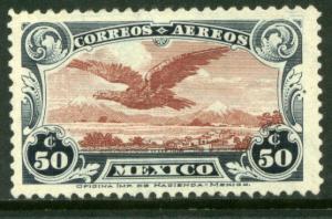 MEXICO C2, 50cents EARLY AIR MAIL STAMP. UNUSED, H OG.