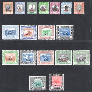1951-61 Sudan - Stanley Gibbons # 067/083, Series of 18 Values, MNH**