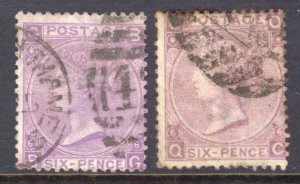 GREAT BRITAIN SC 50 PLATE #6 x2 CANCELS SOUND $185 SCV