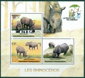 Rhinoceros Rhino Animals Fauna Madagascar MNH stamp set ODD SHAPE