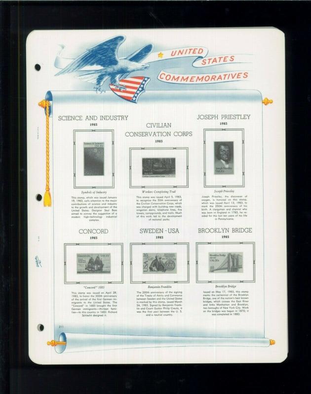 1983 White Ace United States Commemorative Singles Stamp Album Supplements L