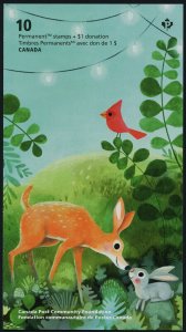 2020 - #B30a Bk750 booklet - Canada Deer Rabbit Bird - B=10c surcharge  - cv$20