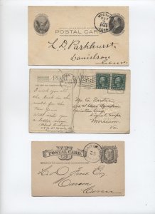 3 CT postal history items 1882-1917 Mt. Carmel, Meriden, Moosup [y7536]