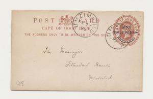 CAPE OF GOOD HOPE 1895, UMZIMKULU TO KOKSTAD, ½d on 1d CARD