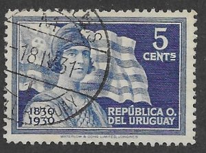 Uruguay # 398  Liberty and Flag   (1)  VF Used