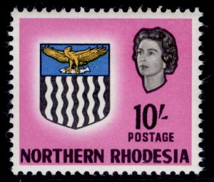 NORTHERN RHODESIA QEII SG87, 10s bright magenta, NH MINT. Cat £22.