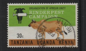 Kenya, Uganda, & Tanzania #233 used 1971 rinderpest campaign 30c