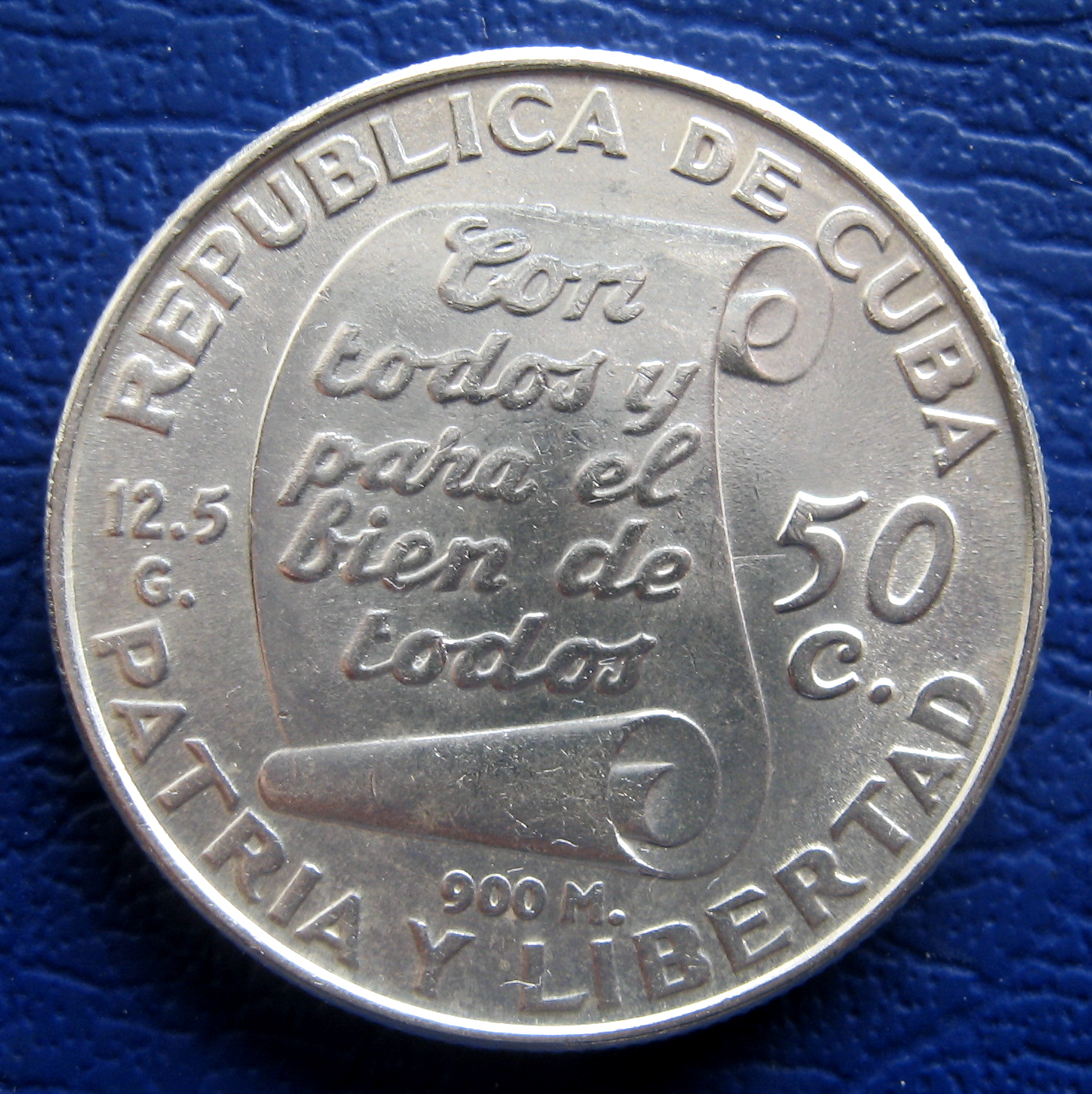 1953 Cuba Coin 50c Jose Marti Centenary Silver Coin AU+ / HipStamp