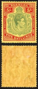 Bermuda SG118b 5/- Dull Yellow-green and Red/yellow Perf 14.25 M/M