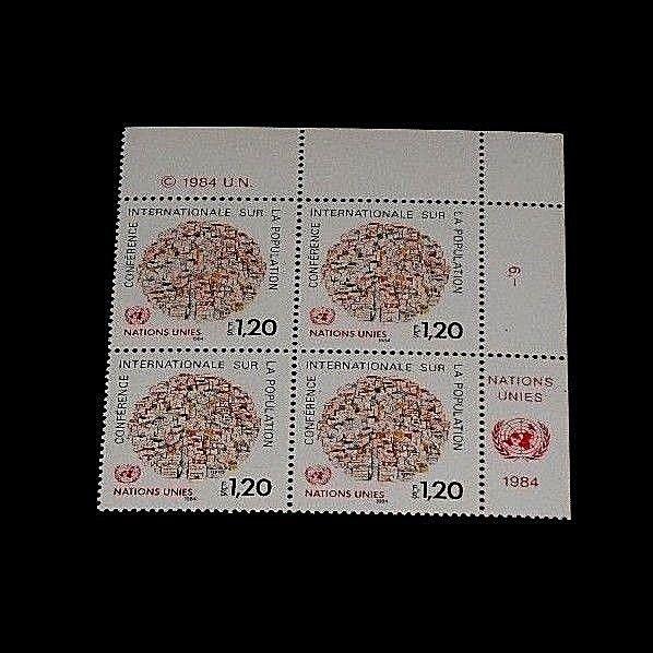 U.N,GENEVA, #121, 1984, CONFERENCE ON POPULATION, INSC. BLK/4, NICE! LQQK!