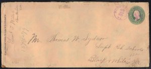 U.S. 1879 3¢ WASHINGTON POSTAL COVER TIED BURKEVILLE VA